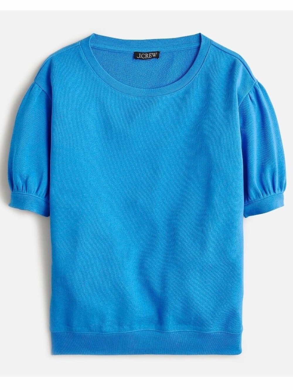 J Crew Terry Puff Sleeve Sweatshirt Top
 Short Sleeve Bright Blue, Cotton